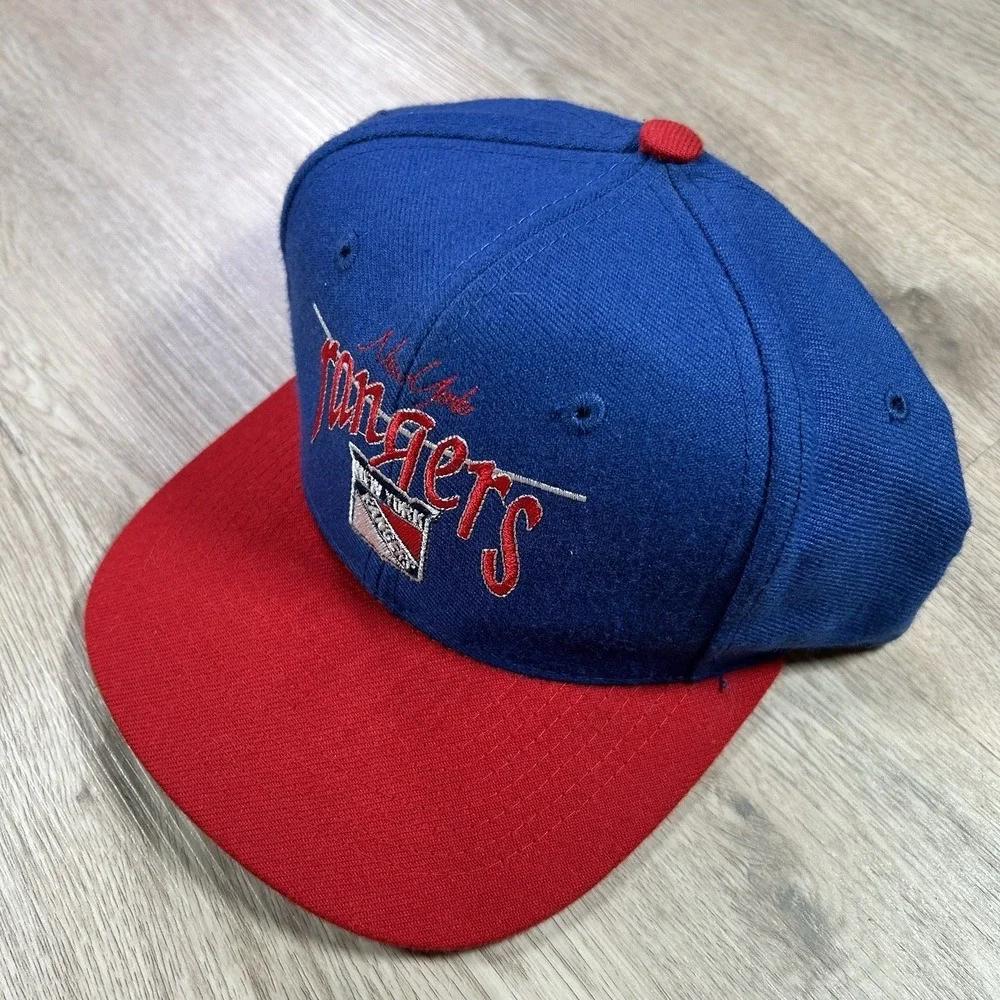 VTG New York Rangers Snapback Hat NHL Hockey Blue Red The Game Wool Cap - Picture 9 of 10